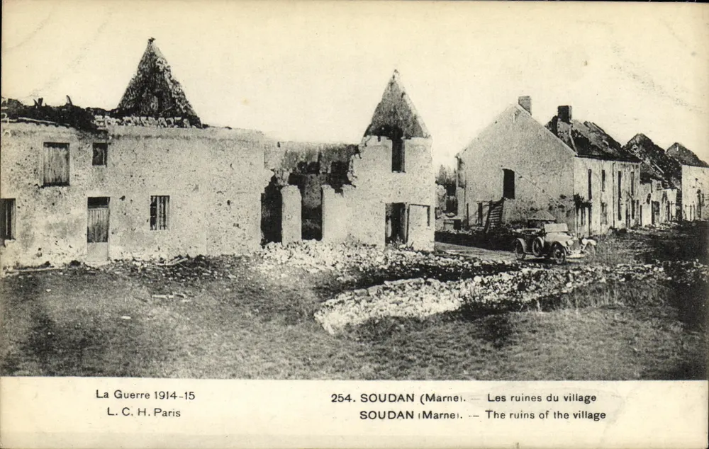 Soudan (Marne) — Die Ruinen des Dorfes — L.C.H. Paris n°254 - Vorderseite