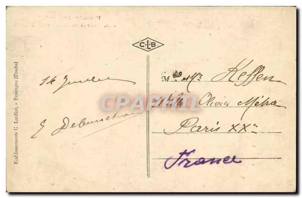 Frankreich - Dernières Bassir — Verlag C. Lardier, Pérançon (Doubs), n° 114 - Rückseite
