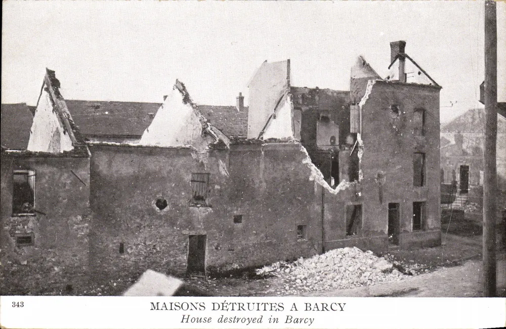 Case distrutte a Barcy — serie 343 — editore L. Ménard - Recto