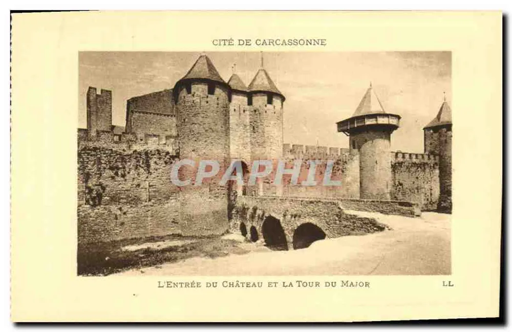 Eingang zum Schloss und Turm des Majors — Stadt Carcassonne — LL - Vorderseite