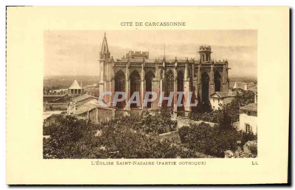 Die Kirche Saint-Nazaire (gotische Teil) — Stadt Carcassonne — LL - Vorderseite