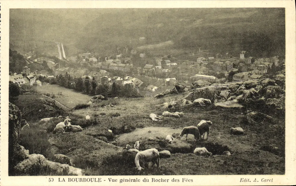 La Bourboule - Allgemeine Ansicht des Rocher des Fées — Edit. A. Carel, Nr. 59 - Vorderseite