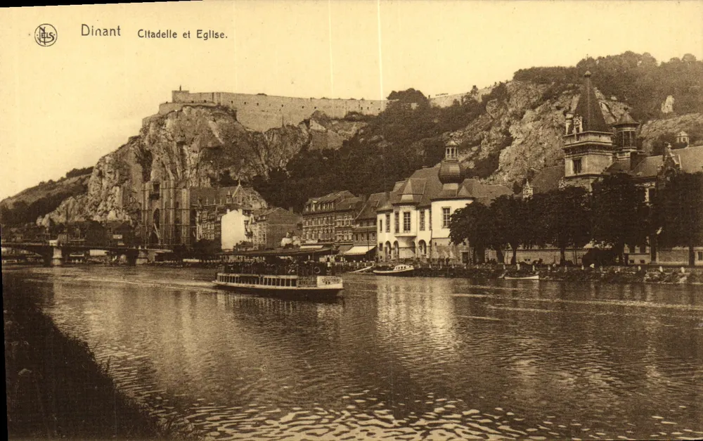 Dinant Cidadela e Igreja — NLS, série 'Vues choisies de la Vallée de la Meuse'. - Frente