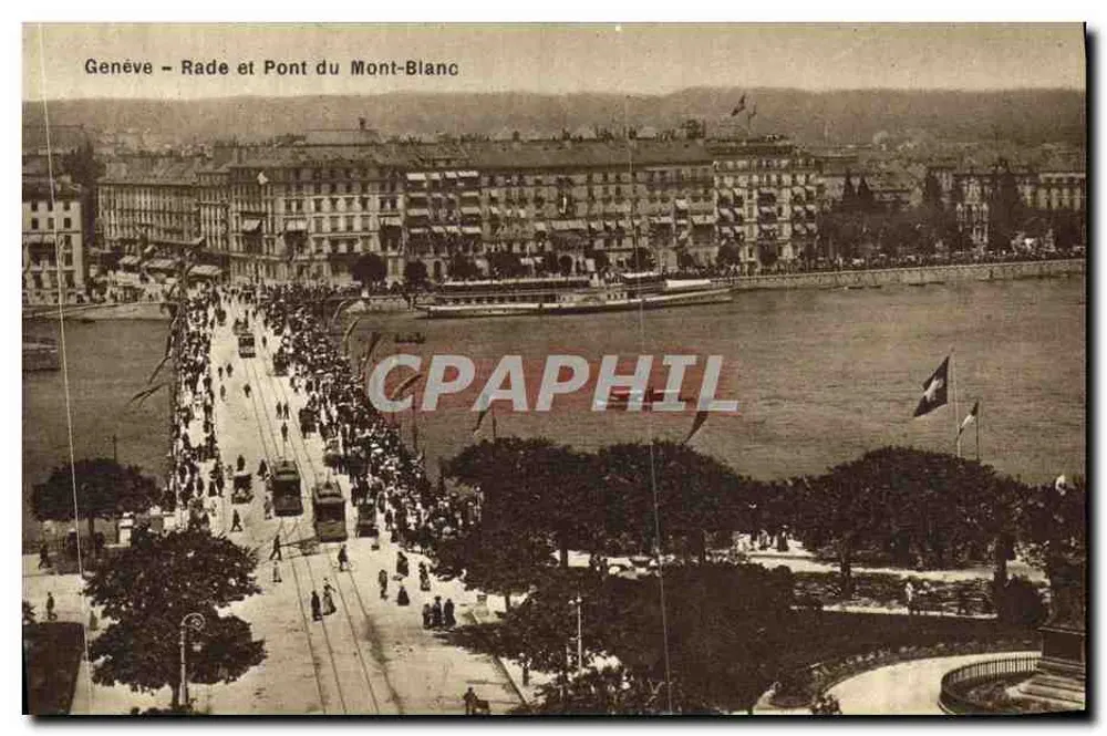 Genebra – Baía e Ponte do Mont-Blanc — Phototypie Co, Neuchâtel - Frente