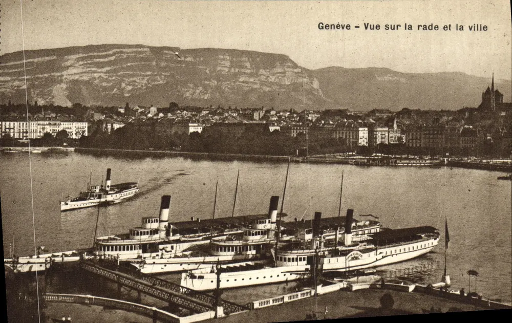 Genf – Ansicht auf den Hafen und die Stadt – Phototypie Co, Neuchâtel - Vorderseite