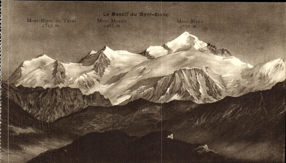 O Massif do Mont-Blanc — vista panorâmica — Phototypie Co, Neuchâtel - Frente