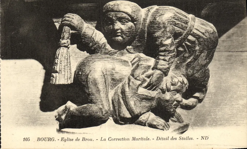Dorf — Kirche von Brou — Die militärische Strafe — Detail der Stühle — ND - Vorderseite
