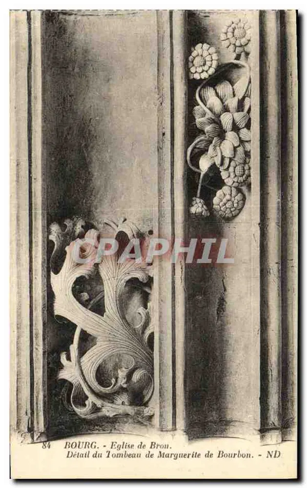 Bourg - Detail des Grabes von Marguerite de Bourbon - Kirche von Bron - Vorderseite