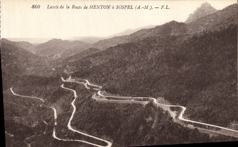 Lacets da Estrada de MENTON para SOPSEL (A.-M.) — F.L. - Frente