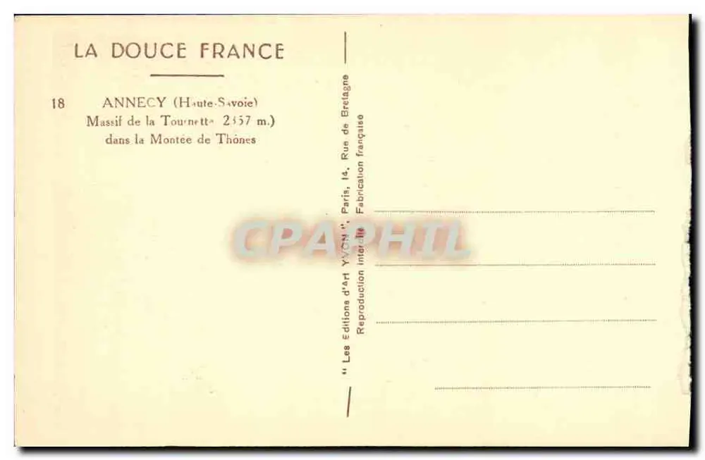 Ski in den Bergen — Annecy (Haute-Savoie) — Les Éditions d'Art Yvon, Paris - Rückseite
