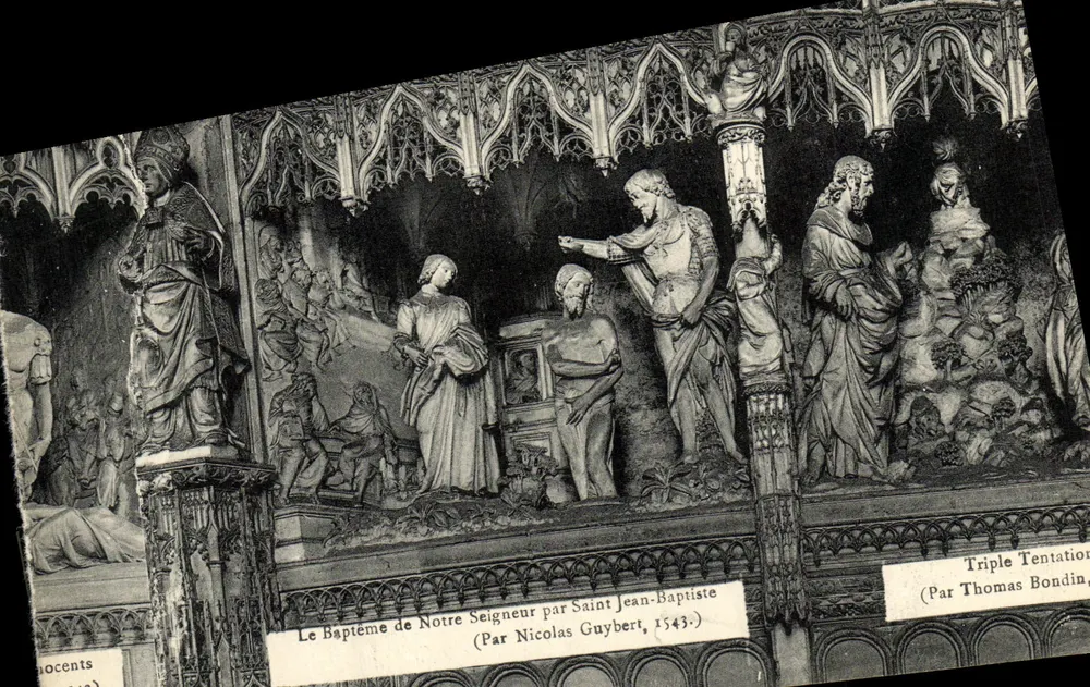 Die Taufe unseres Herrn durch den Heiligen Johannes den Täufer — Werk von Nicolas Guybert, 1543 — Die Dreifache Versuchung durch Thomas Bondin — Verlag nicht sichtbar - Vorderseite