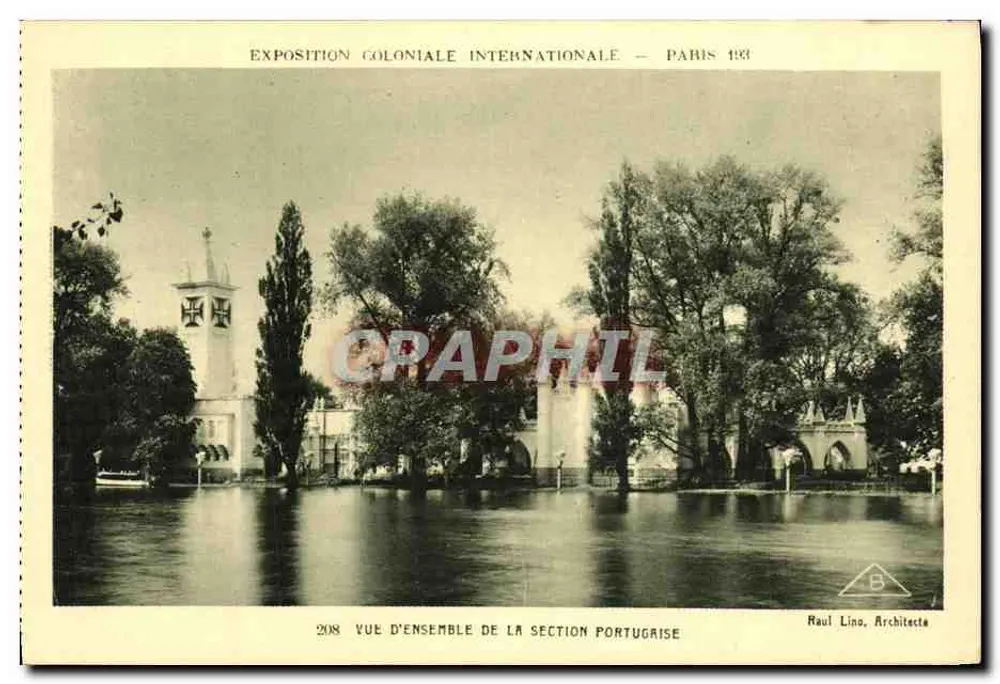 Internationale Kolonialausstellung - Paris 1931 — Übersicht der portugiesischen Abteilung — Raul Lino, Architekt - Vorderseite