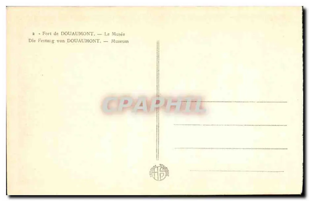 Fort de Douaumont — Museu — Editor: H. S. (impressor de Douaumont) - Verso