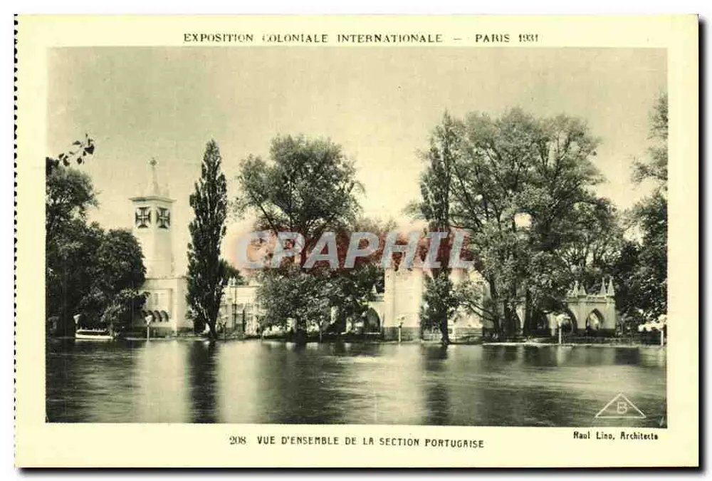 Internationale Kolonialausstellung — Paris 1931 — Überblick über den portugiesischen Bereich — Raul Lino, Architekt - Vorderseite