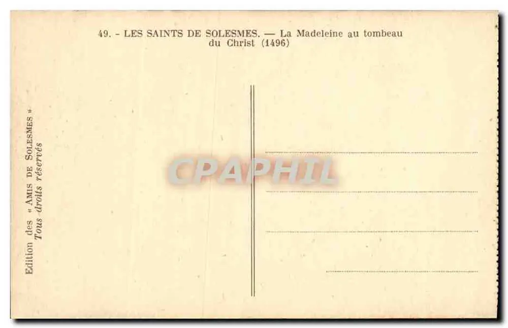 Die Madeleine am Grab — (1496) — Ausgabe der « Amis de Solesmes » - Rückseite
