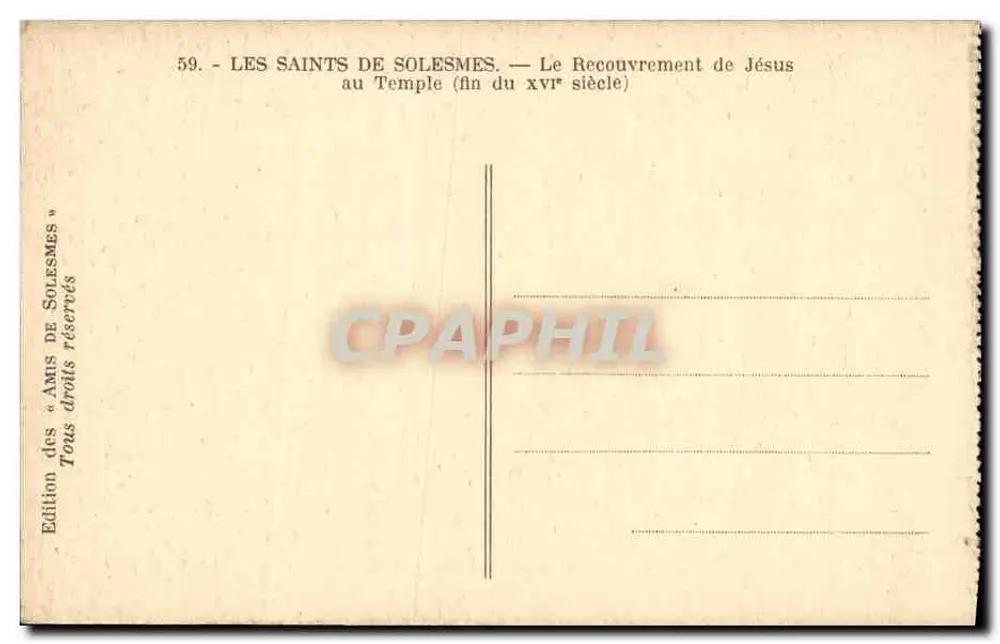 Les Saints de Solesmes — Le Recouvrement de Jésus au Temple (fin du xvième siècle) - Rückseite