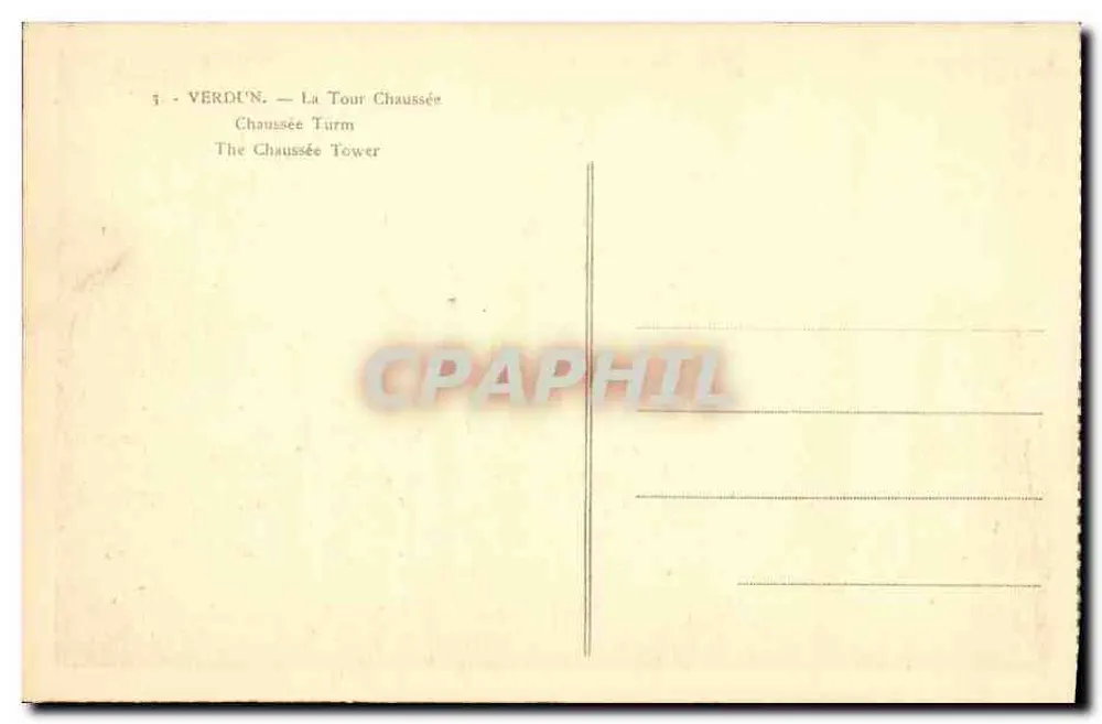 Verdun — La Tour Chaussée — editor não identificado, n° de série 5 - Verso