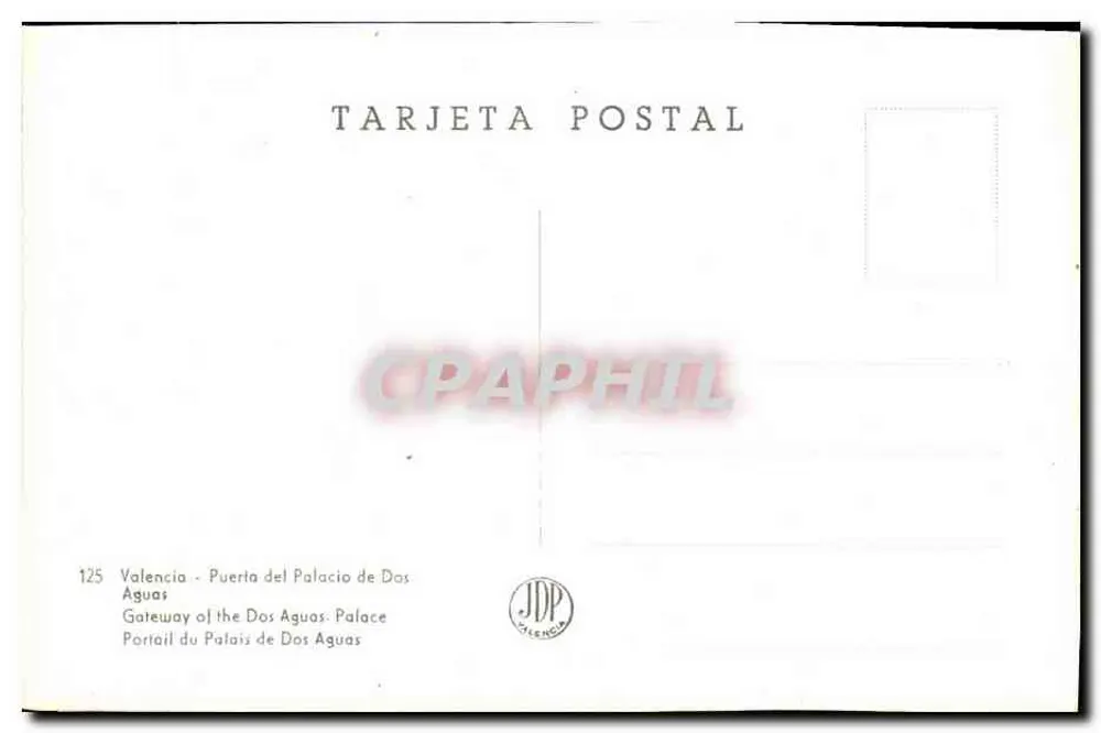 Valencia - Portal des Palastes der Zwei Quellen — JDP Valencia, n° 125 - Rückseite
