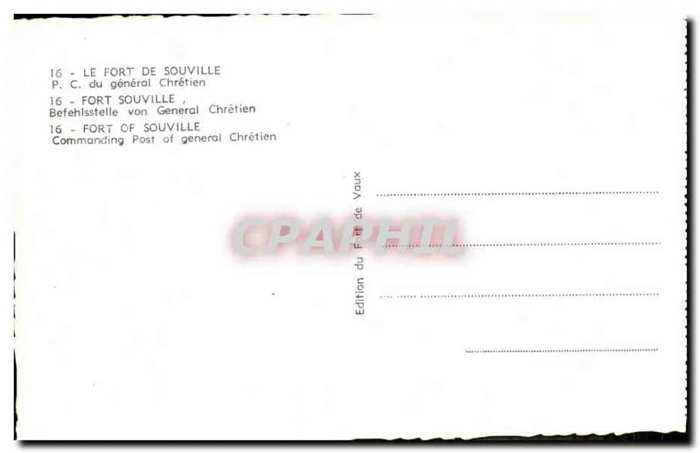 Fort de Souville — Kommandoposten des Generals Chrétien — Ausgabe des Fort de Vaux - Rückseite