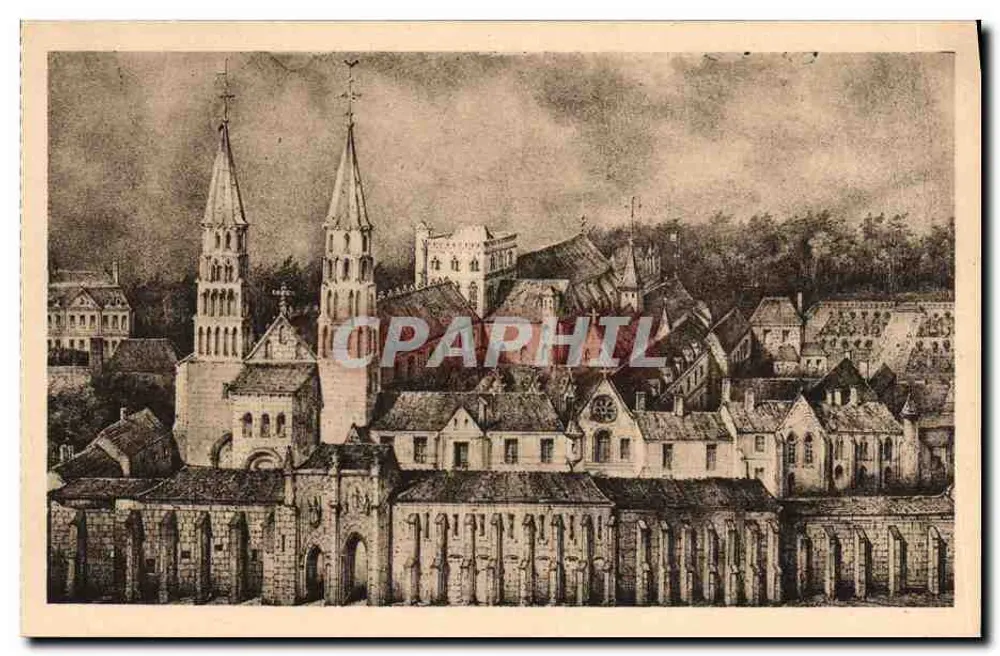 Jumieges — Abtei und Umgebung — nach einem Zeichnung von 1702 - Vorderseite