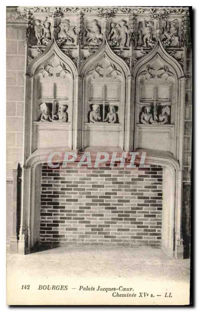 Bourges — Pałac Jacques-Cœur, kominek XV wieku — LL - Awers