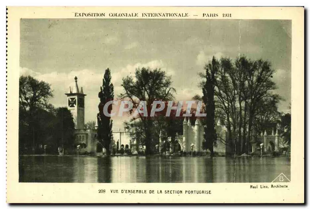 Internationale Kolonialausstellung — Paris 1931 — Überblick über den portugiesischen Bereich — Raoul Lino, Architekt - Vorderseite