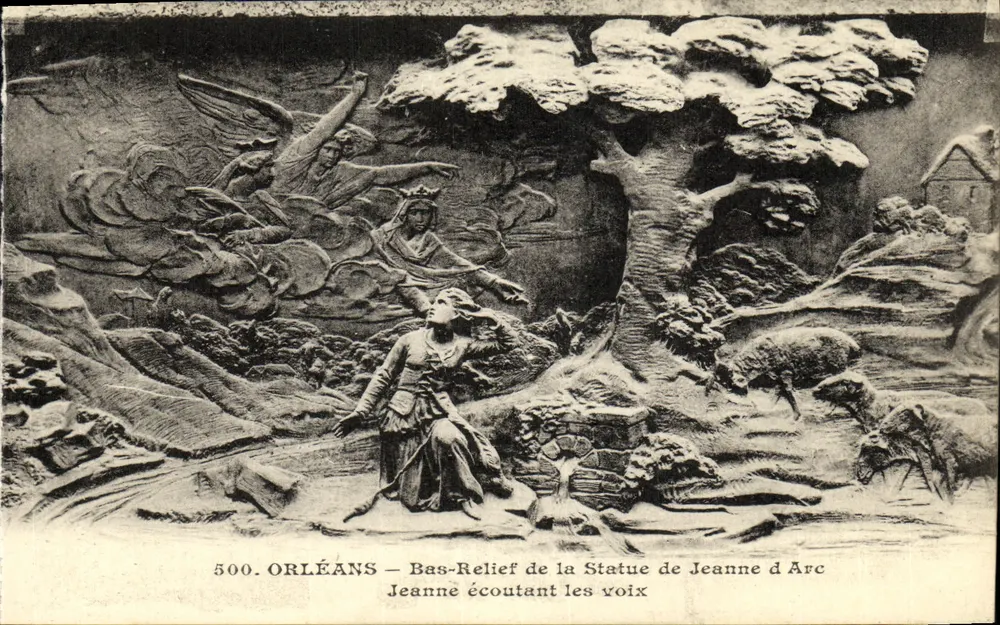 Orléans — Bas-relief der Statue der Jeanne d'Arc — Jeanne hört die Stimmen — n° 500 - Vorderseite