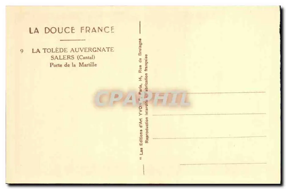 Salers (Cantal) — Tor der Martille — Éditions d'Art Yvon, Paris - Rückseite
