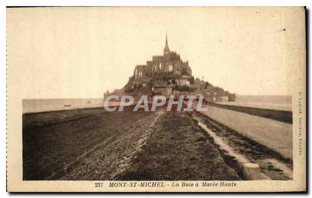 Mont-Saint-Michel - A Baía com Maré Alta — A. LAMIRÉ, Editor, França, n° 237 - Frente