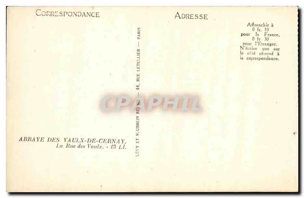 Abtei Vaulx-de-Cernay — Ansicht der Vaulx-Straße — Verlag: Lévy et Nourdin Réims - Rückseite