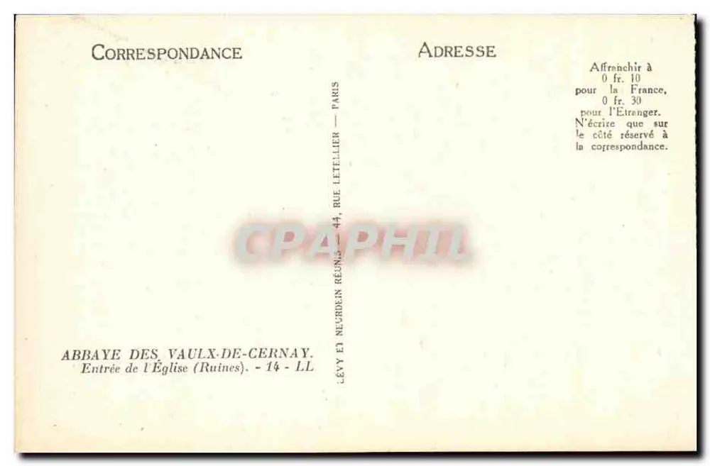 Abtei Vaulx-de-Cernay — Eingang zur Kirche (Ruinen) — Lévy et Neurdein Réunis - 14 - LL - Rückseite