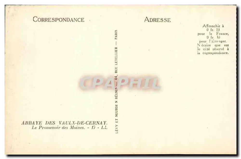 Abbaye von Vaulx-de-Cernay — Der Promenoir der Mönche — Verlag Lévy et Neurde N Réunis - Rückseite