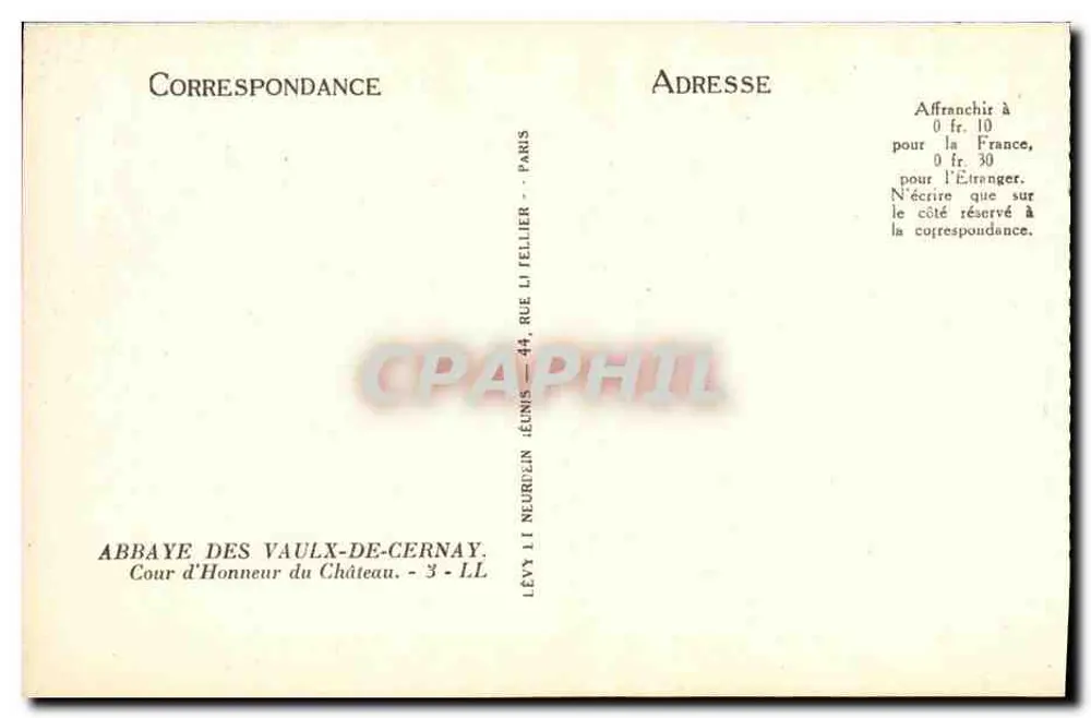 Hof der Abtei Vaulx-de-Cernay — Abtei Vaulx-de-Cernay, Hof des Schlosses — Verlag Lévy & Liellier, Paris - Rückseite
