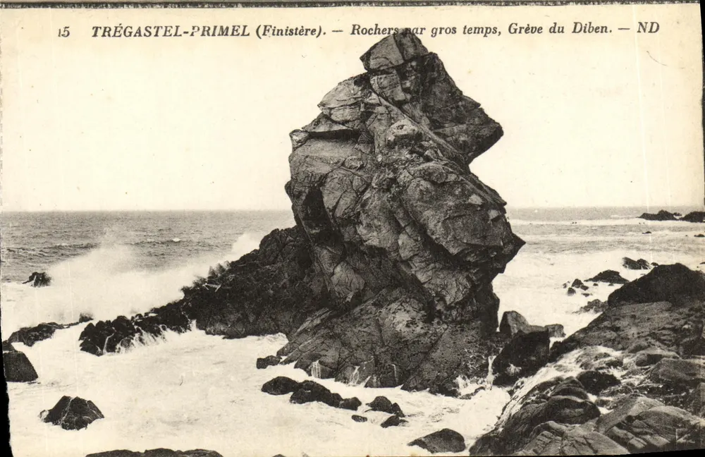 Trégastel-Primel (Finistère) — Felsen bei stürmischem Wetter, Strände von Diben — ND - Vorderseite