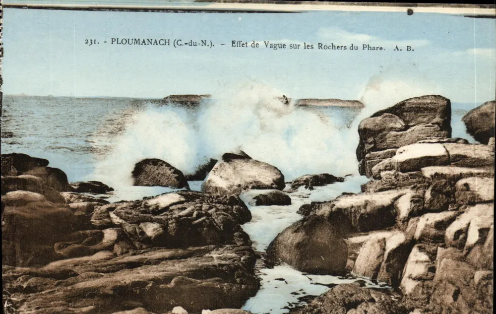 PLOUMANACH (C.-du-N.) — Effekt von Welle auf die Felsen des Leuchtturms — A. B. - Vorderseite