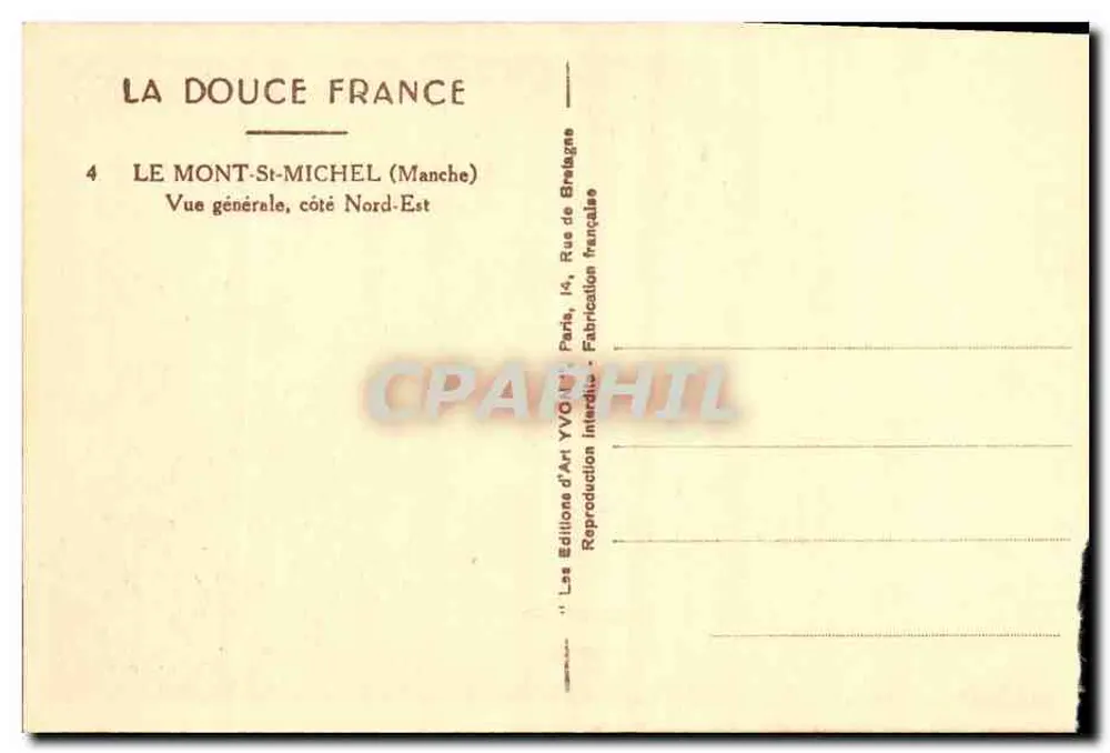 Mont-Saint-Michel — allgemeiner Blick von der Nordostseite — Édition d'Art YVG, Paris - Rückseite
