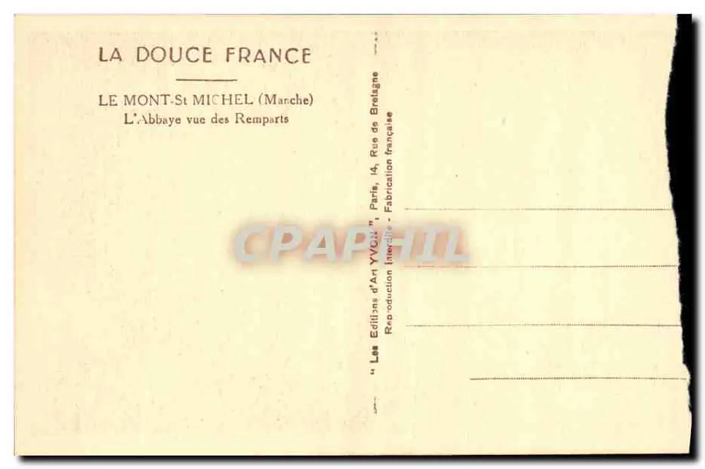Mont-Saint-Michel — Die Abtei aus den Mauern gesehen — Les Éditions d'Art Yvçn, Paris - Rückseite