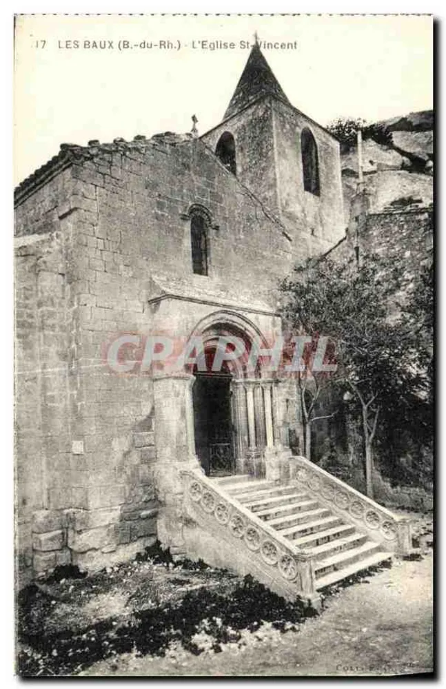 Les Baux (B.-du-Rh.) - A Igreja de São Vicente - Frente