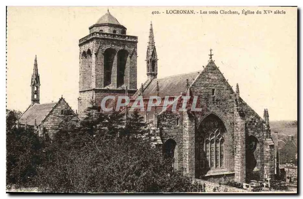 Locronan - Die drei Kirchtürme, Kirche des 15. Jahrhunderts - Vorderseite