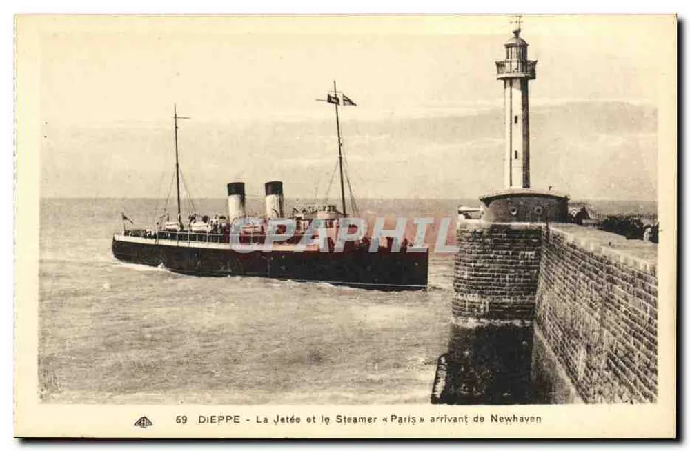 Dieppe - Die Mole und der Dampfer « Paris » ankommend aus Newhaven - Vorderseite