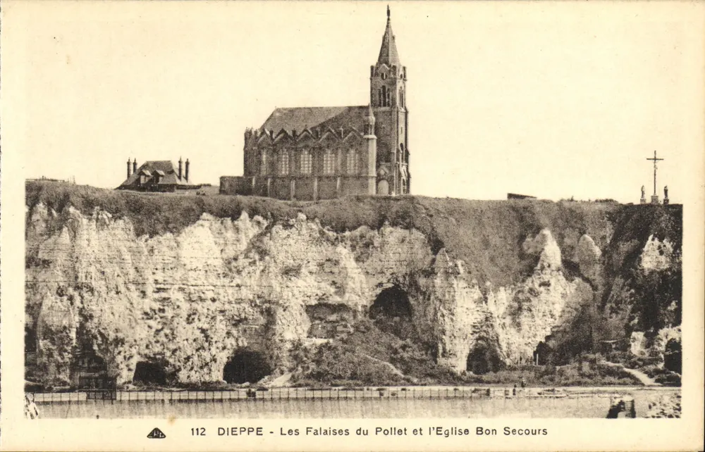 Dieppe - Die Klippen von Pollet und die Kirche Bon Secours - Vorderseite