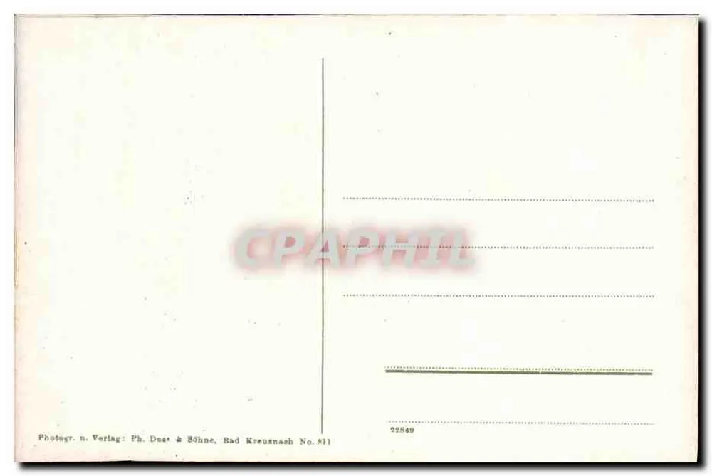 Rheingrafenstein — paisagem de falésias e rio — Fotogr. u. Verlag: Ph. Doas & Böhne, Bad Kreuznach No. 811 - Verso