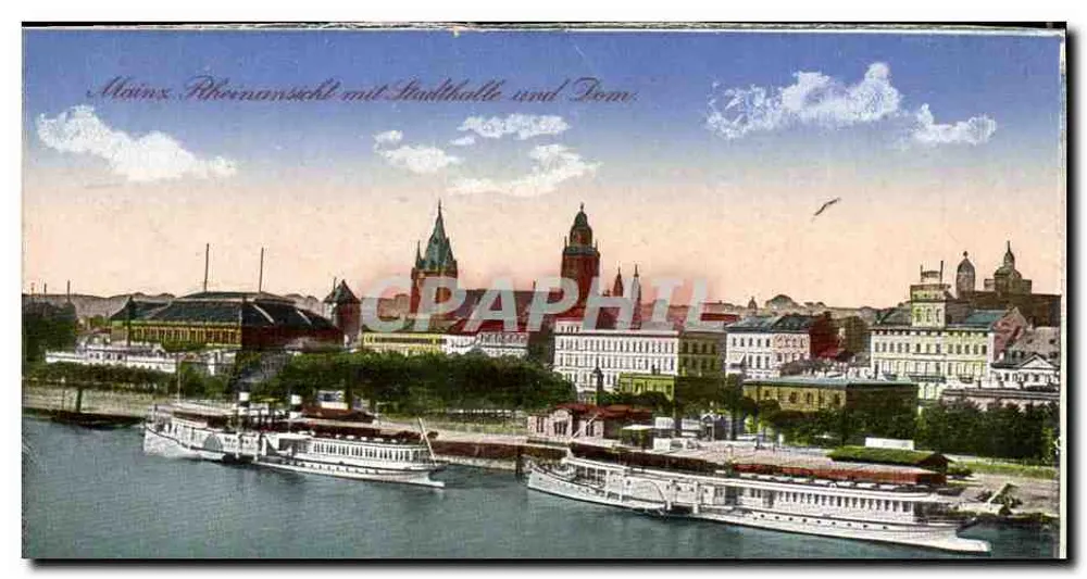 Mainz — Ansicht des Rheins mit der Stadthalle und dem Dom — K.S.M. Nr. 601 - Vorderseite