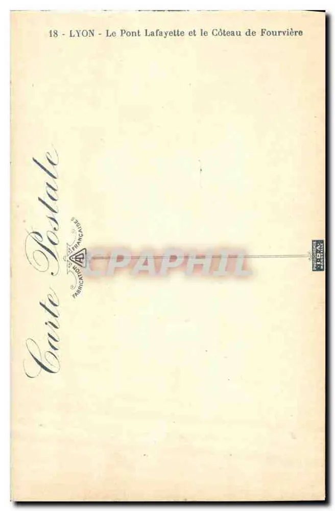 Lyon - Der Lafayette-Brücke und der Fourvière-Hügel — Verlag Französische Karteikarte, Nr. 18 - Rückseite