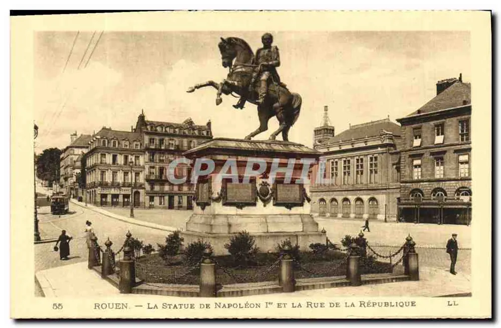 Rouen — Die Statue Napoleons I. und die Rue de la République — LL - Vorderseite