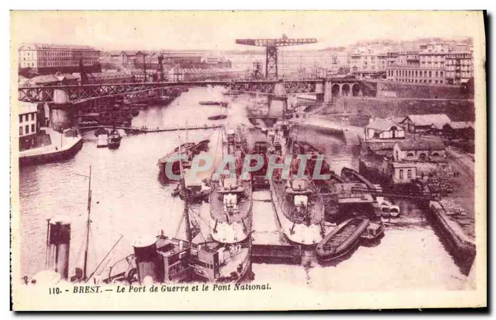Brest — Der Militärhafen und die Nationale Brücke — G. Artaud, Verlag, Nantes - Vorderseite
