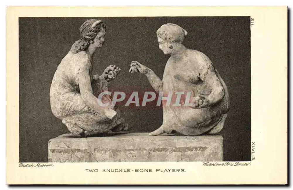 Dois jogadores de ossos de dedo — British Museum — Waterlow & Sons Limited, n° XLVI 15 - Frente