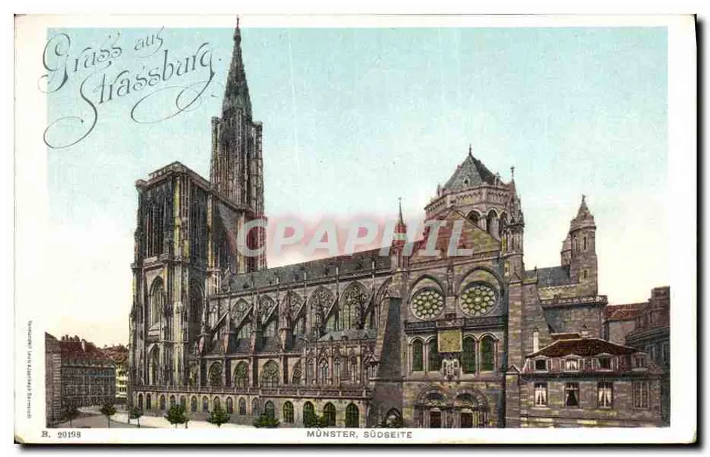 Strasbourg - Catedral, vista sul — editor B. 20198 - Frente