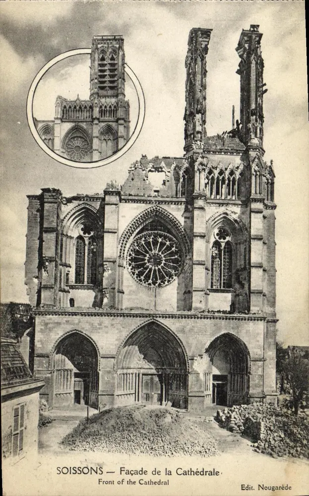 Soissons — Facha da Catedral — Edit. Nougarède - Frente