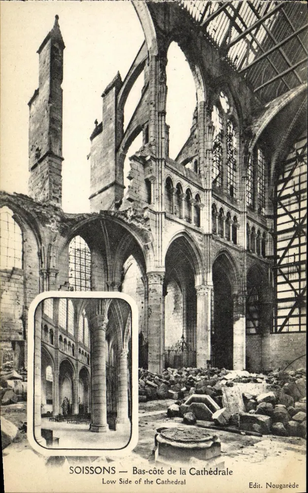 Soissons — Vista do lado inferior da Catedral — Edit. Nougarède - Frente